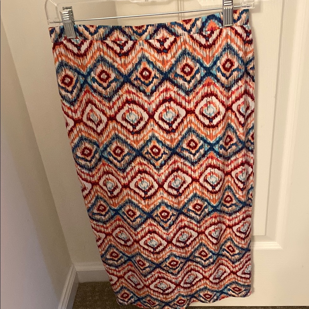 Matty M Blue and Pink Midi Pencil Skirt Resort Wear